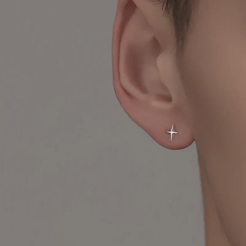 Модные серьги-звезды 925 пробы для мужчин: Простой мини-дизайн для нового пирсинга ушей