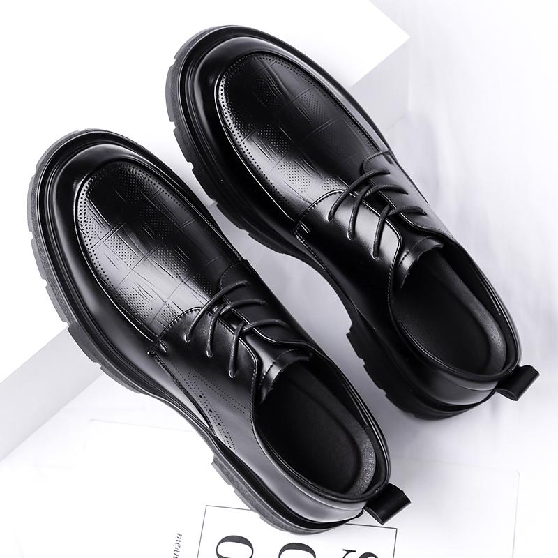 Модные кожаные оксфорды на толстой подошве, мужская уличная обувь для платья, броги на шнуровке, мужская повседневная обувь, удобная формальная обувь, кроссовки