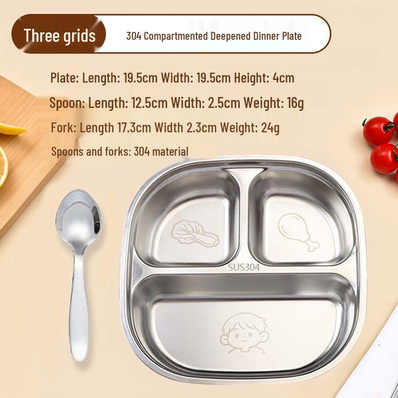 316 Stainless Steel Children's Cartoon Meal Tray, Food-Grade Divided Tableware for Kindergarten or Home Use