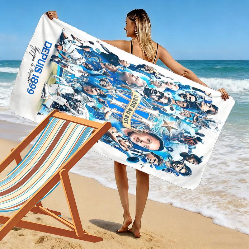 Olympique de Marseille Print Beach Towel, Large Soft Quick Dry Towel for Beach Camping Swimming