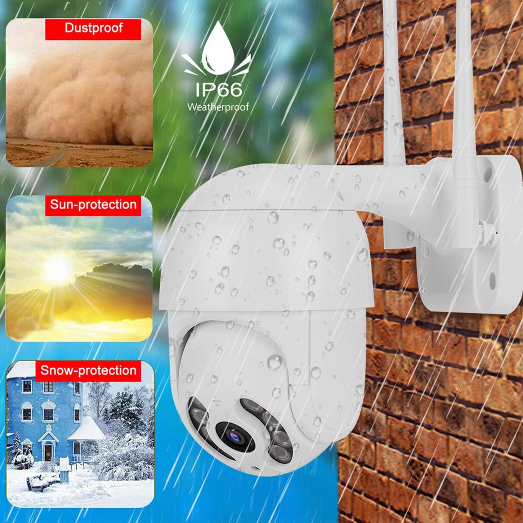 2in IP66 Proof PTZ Dome Camera 1080P WiFi 8 Lights Security Surveillance Work with Icsee