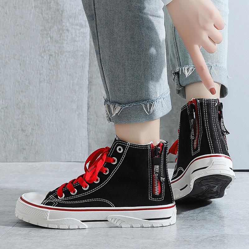 Осенняя новая тканевая обувь, индивидуальный стиль, тренд, студенческая повседневная обувь, универсальная корейская версия, высокие холщовые туфли для пар