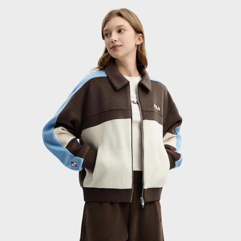 Fila Оригинальная Мода Классический Ретро Спорт Повседневный Универсальный Удобный Цветной Блок Свободная Текстура Вязаная Шерстяная Куртка Женские куртки F11W619512FBN