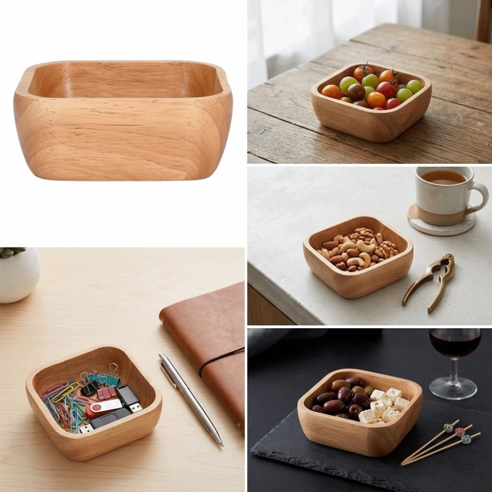 Square Wood Plate Wood Salad Plate Eco Friendly Ins Style Tray Decoration