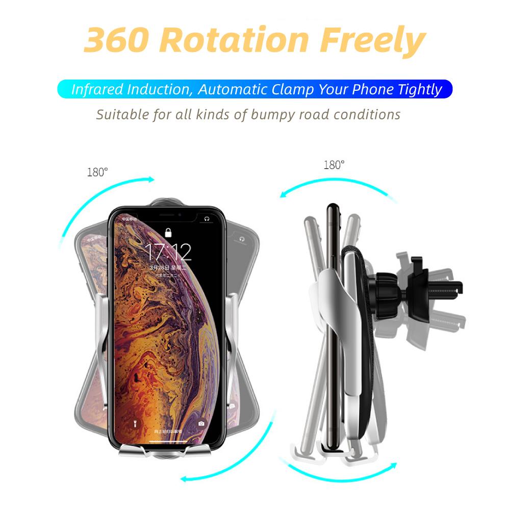 Автоматическое автомобильное беспроводное зарядное устройство 10 Вт типа C Forhuawei Mate30 Pro Forsamsung S10 + Qi Инфракрасный индукционный автомобильный держатель для телефона