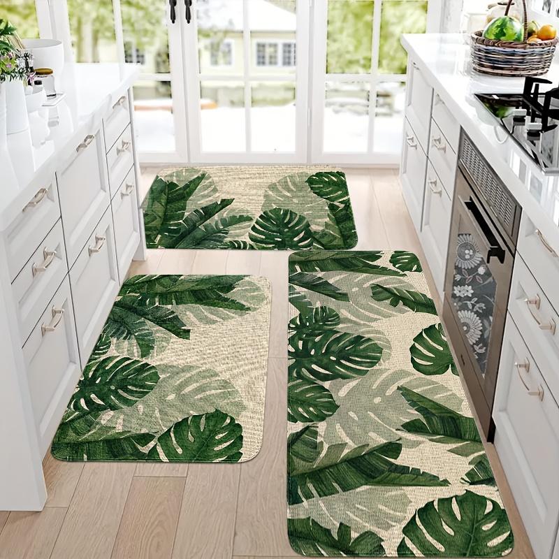 1 шт. анти-усталостные кухонные коврики, принт банановых листьев, водонепроницаемый нескользящий толстый мягкий кухонный коврик, прочный, удобный стоячий коврик для кухни