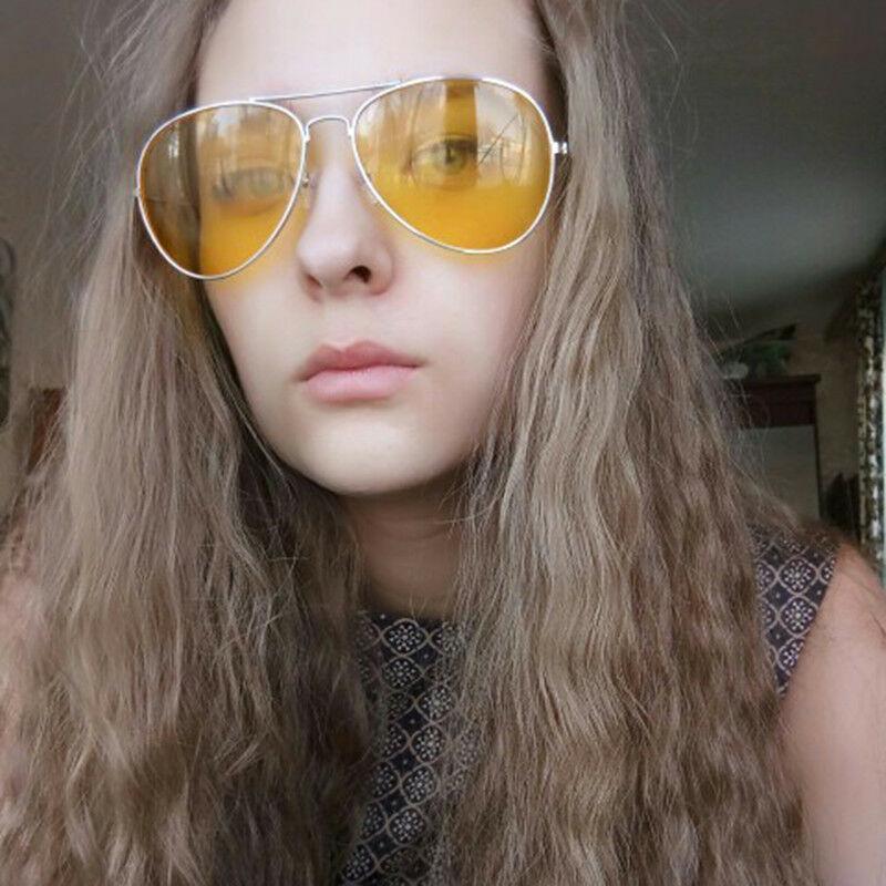 UV400 Мужские солнцезащитные очки для вождения, солнцезащитные очки ночного видения с желтыми линзами, авиаторы унисекс