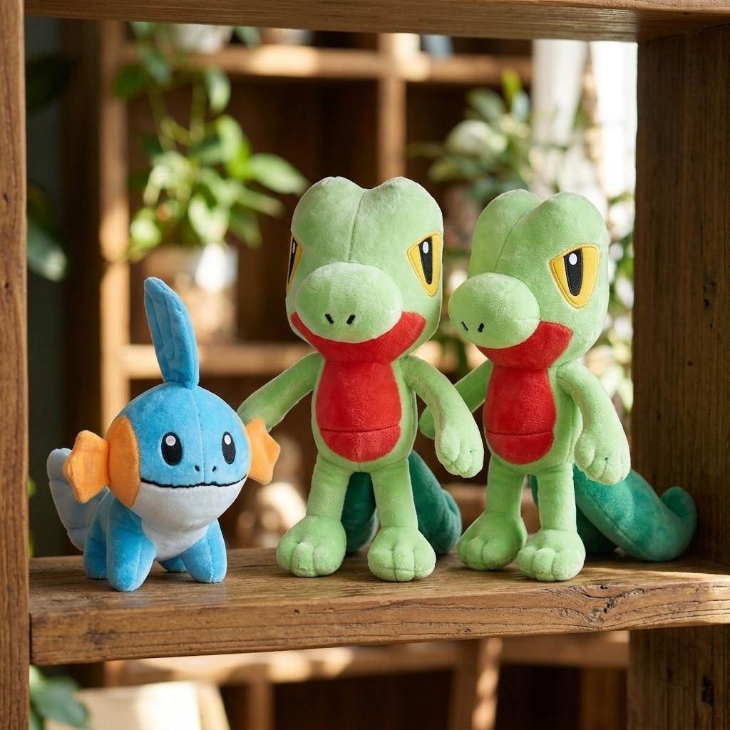 Treecko Mudkip Torchic Stuffed Doll 3th Generation Plush Toy Anime Hobbies Collection Cartoon Home Decor Toy Cute Gift