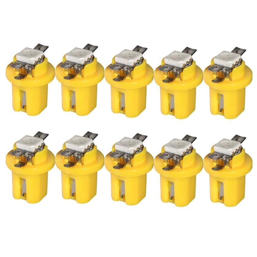 10 шт. Светодиодная лампа T5 B8.5d для приборной панели автомобиля, лампочка для индикаторов скорости, автомобильная лампа для салона, аксессуары, боковые лампы переключателя приборной панели 12 В