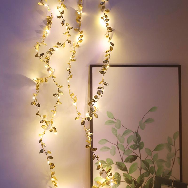 1 шт. 2 м/78,7 дюйма 20 светодиодов с имитацией золотого листа, украшения, гирлянды, украшения для дня рождения, Рамадана, Рождественского фестиваля, гирлянды