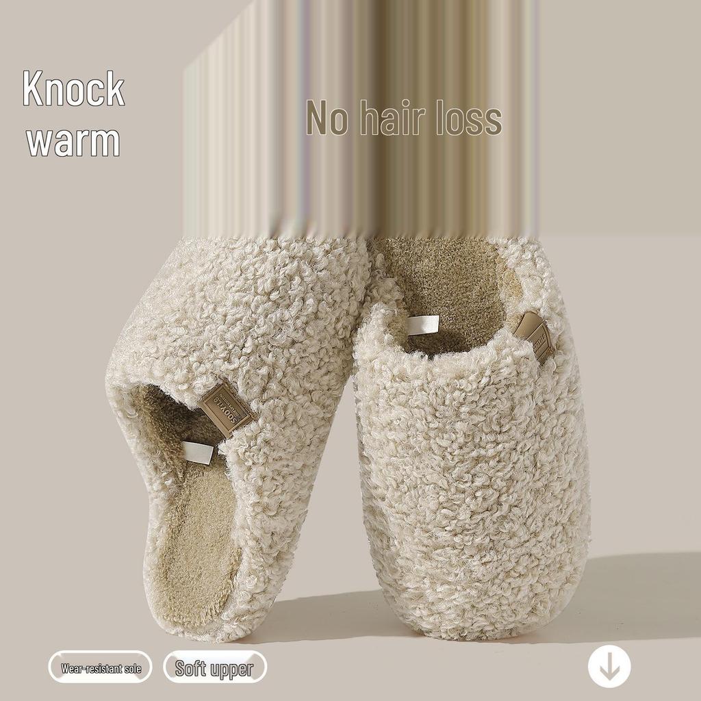 Women's & Men's Non-slip Breathable Cotton Fur Slippers for Winter & Autumn