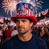 American Flag Top Hat, Uncle Costume Hat for 4th of July, Red White Blue Patriotic Party Decoration for Adults, Independence Day