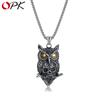 Decorative Retro Titanium Steel Owl Skull Pendant Necklace