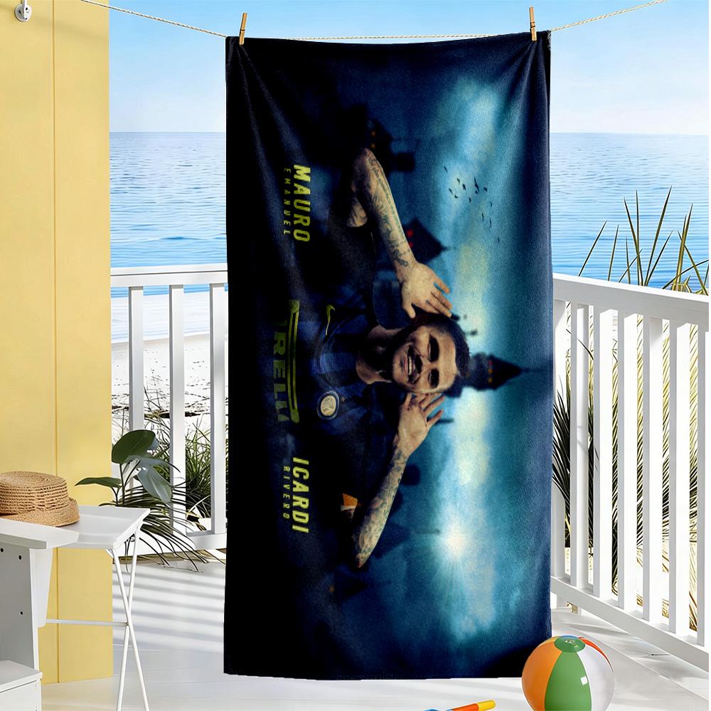 Inter Milan Icardi Celebration Beach Towel Super Soft & Absorbent Comfortable Lightweight Perfect for Traveling Yoga Camping and Swimming
