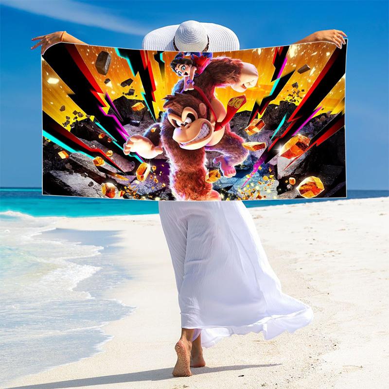 Donkey Kong Print Beach Towel, Large Soft Quick Dry Towel for Beach Camping Swimming