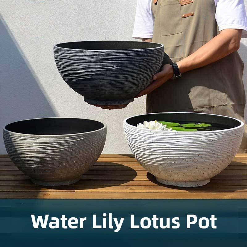 Непористый Кувшинка Лотос Горшок Медная Монетка Трава Денежная Трава Цветочный Горшок Пластик Имитация Камня Очень Большая Чаша Горшок для Лотоса