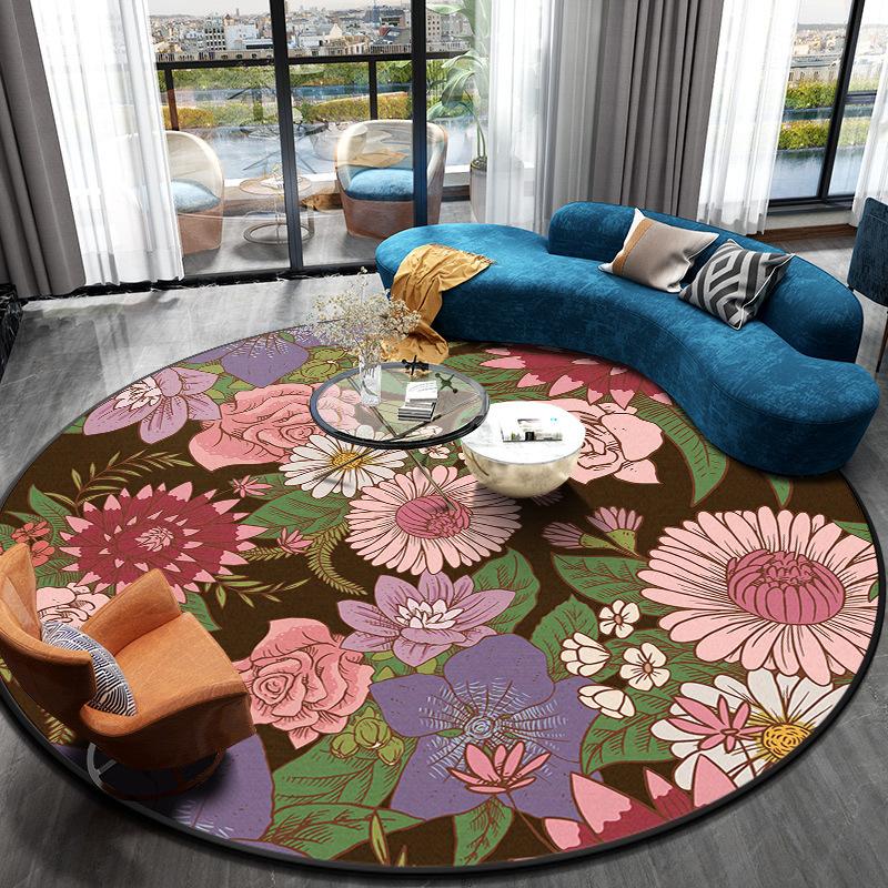 3D Flower Round Carpet Living Room Decoration Floor Mats for Home Bedroom Anti-SlipPlayroom Decor Rug Non-slip Mat