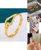 Chic Adjustable Interlocking Ring For Women In Vietnamese Gold Plated Design