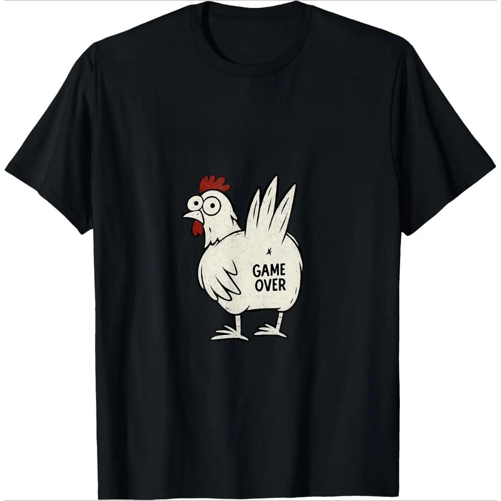 Summer Round Neck Funny Chicken Pattern T-shirts Fashionable Casual Pure Cotton Short Sleeved Men's T-shirts