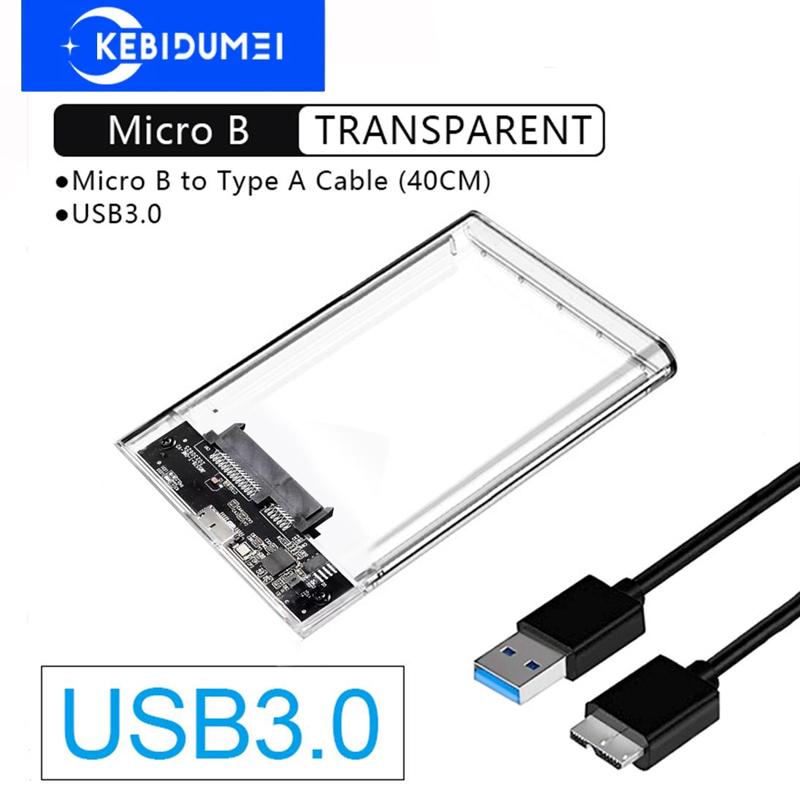 Внешний USB HDD чехол 5 Гбит/с 2,5-дюймовый прозрачный чехол для жесткого диска Корпус жесткого диска SATA HDD SSD чехол для хранения ноутбука ПК