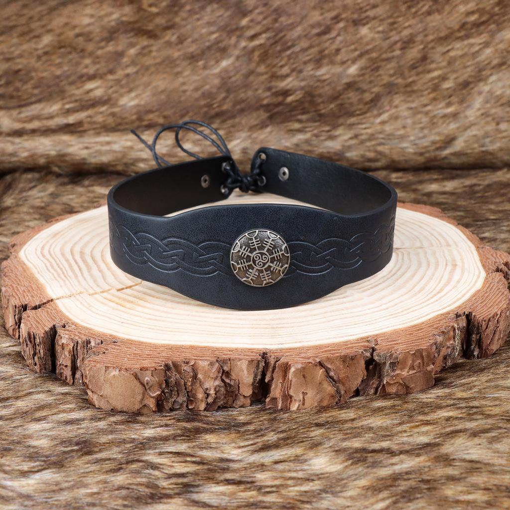 Средневековый Мужской Хэллоуин Винтажный Принт Викинга Пирата Головной Убор Кельтская Корона ПУ Кожа Реквизит Аксессуары для Ролевых Игр