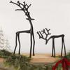 Set of 2 Black Reindeer Statues Modern Aluminum Alloy Xmas Figurines Elegant Indoor Holiday Decor Table Centerpieces for Mantel Living Room Bedroom