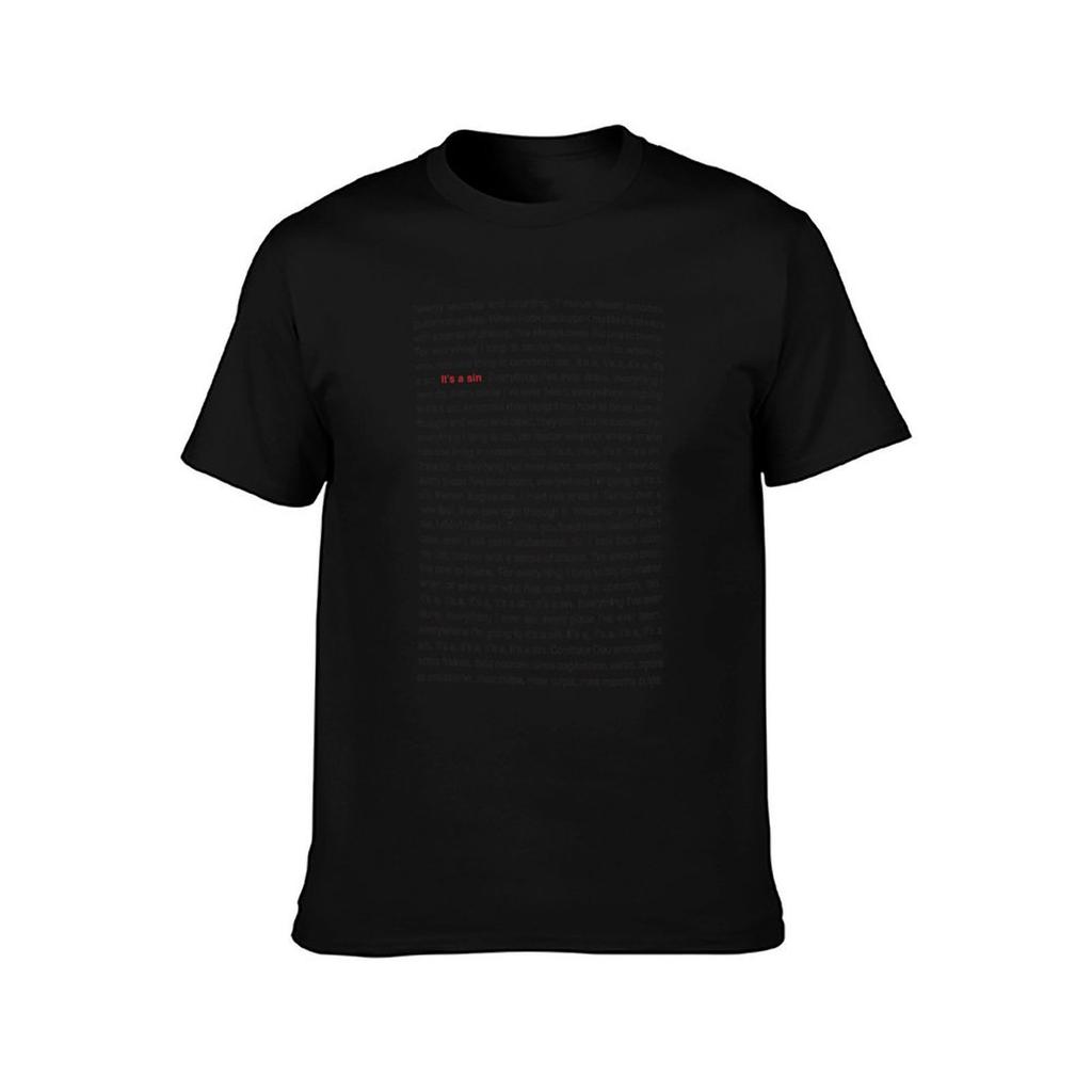 Pet Shop Boys Its A Sin Lyrics TShirt Basic Daily Outfit Short Sleeve Tee