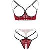 Black Omen Open Cup Bra with Underwire and Padded Panties (Dark Red, One Size Fits All) Bs173-f-dk-rd