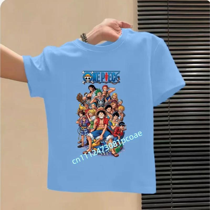 Summer New Luffy Zoro One Piece Anime Boys Girls Cotton Tee Shirts Short Sleeve Tops Baby Clothing Toddler Children Clothes Tops