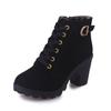 Fashion Women Boots Plus Size Ankle Boots Women Platform High Heels Lace Up Buckle Strap Shoes Thick Heel Short Boot Ladies