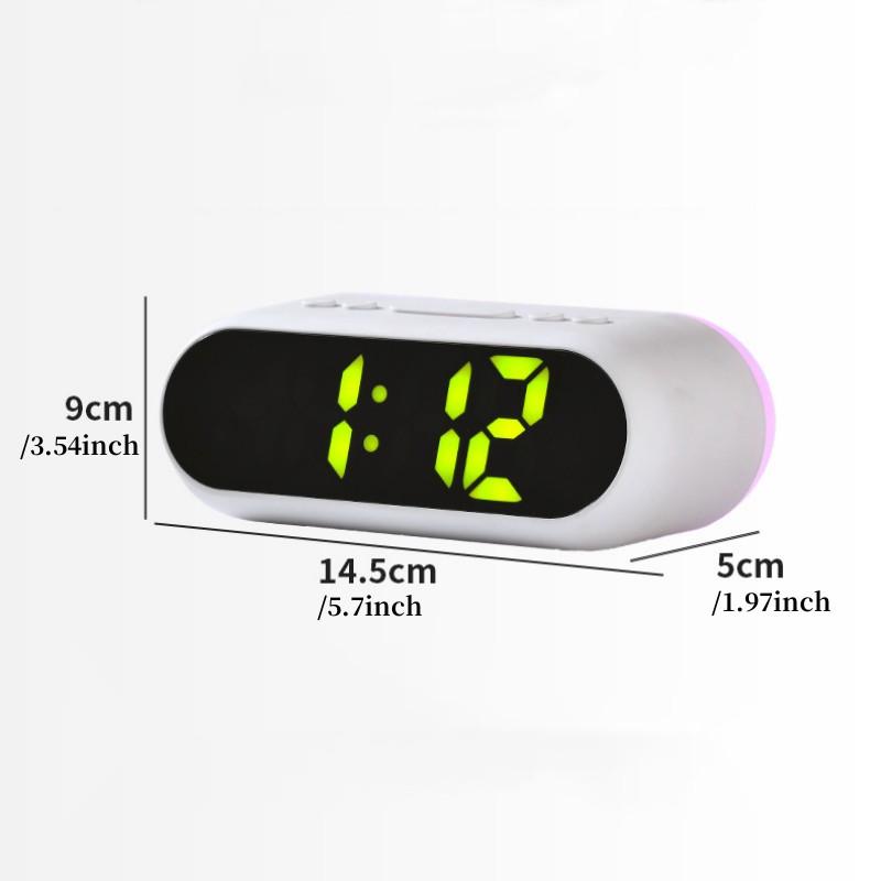 USB Rechargeable LED Alarm Clock Temperature Date RGB Luminous Digital Clock Voice Control 12/24H Electronic Snooze Clock