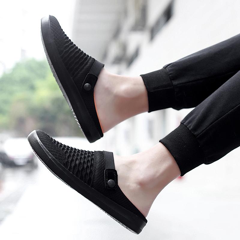 Мужские прогулочные мюли с открытой спиной, летние лоферы без шнуровки с закрытым носком, повседневные шлепанцы для путешествий, мужские мюли для путешествий