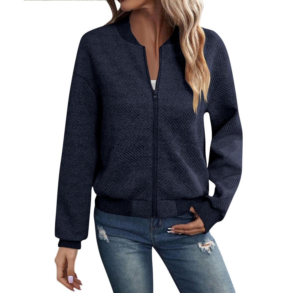 Womens Long Sleeve Zip Up Sweatshirts Jackets Full Zipper Lightweight Jacket Casual Pocket Loose Outwear Coat