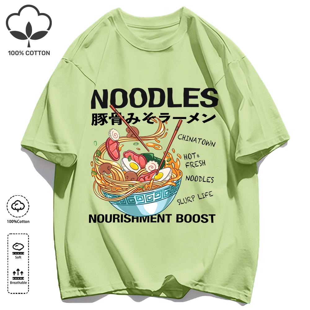 Delicious Pork Bone Lamian Noodles Unisex Retro T-Shirts Casual Cotton Tee O-Neck Fashion T-Shirt Loose Unisex Summer Basics Top