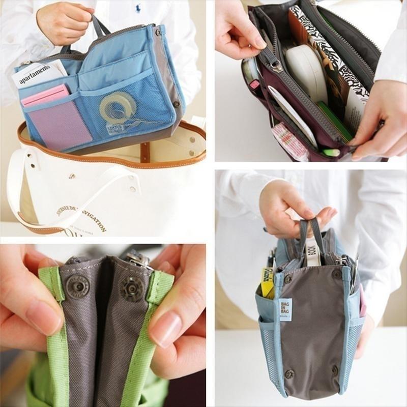Органайзер-вставка для сумки Женский нейлоновый органайзер-вставка Сумка-кошелек Большая подкладка Косметичка для макияжа Дешевая женская сумка-тоут Мешочек