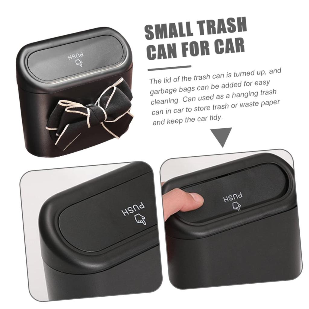 Car Trash Can with Lid Multi-Function Vehicle Bin with Bow Design Durable and Convenient Garbage Storage for Car Office Dormitory and Spaces