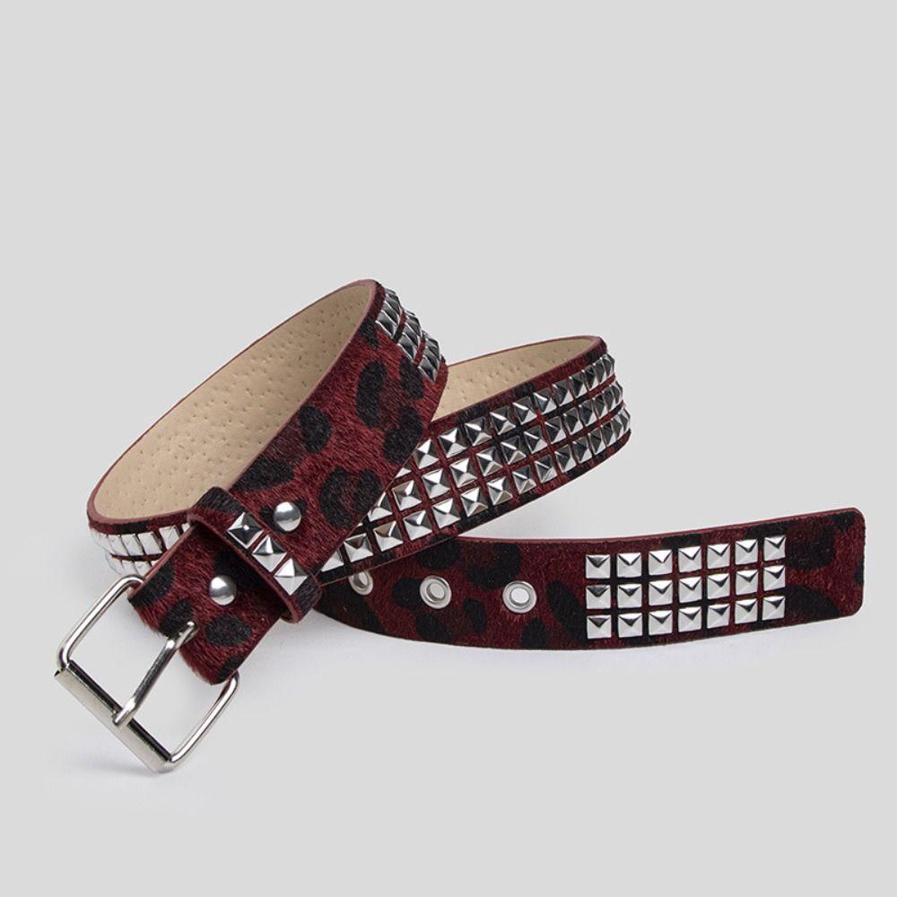 Fur Punk Rivet Belt Buckle Y2K Belt Fashion Gothic Waistband  Jeans Accessories