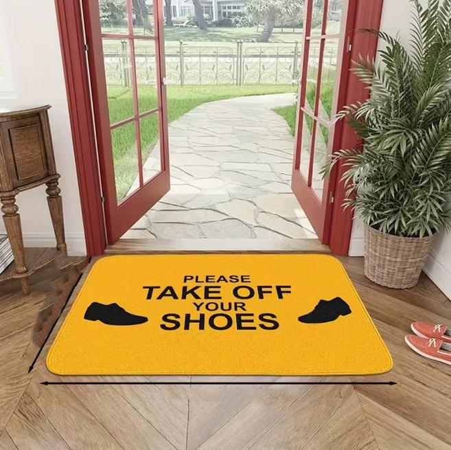 Shoe Footprint Pattern Welcome Slogan Floor Mat Entrance Floor Mat Decorative Floor Mat