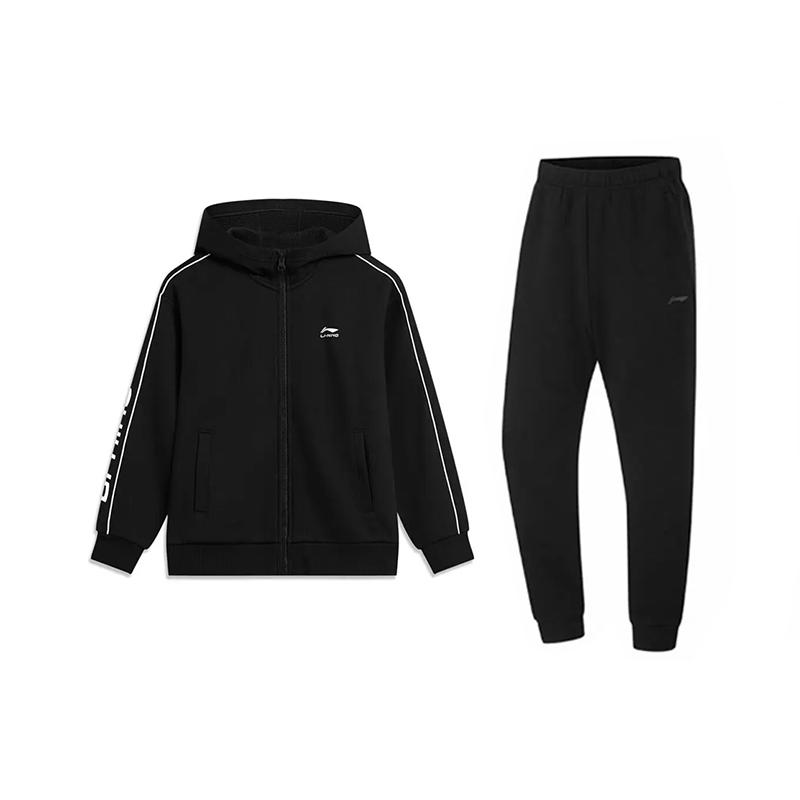 Li-Ning Модный кардиган с капюшоном и принтом букв, универсальная толстовка-куртка, повседневный спортивный костюм, унисекс, YWDU475-1+AKL73-4