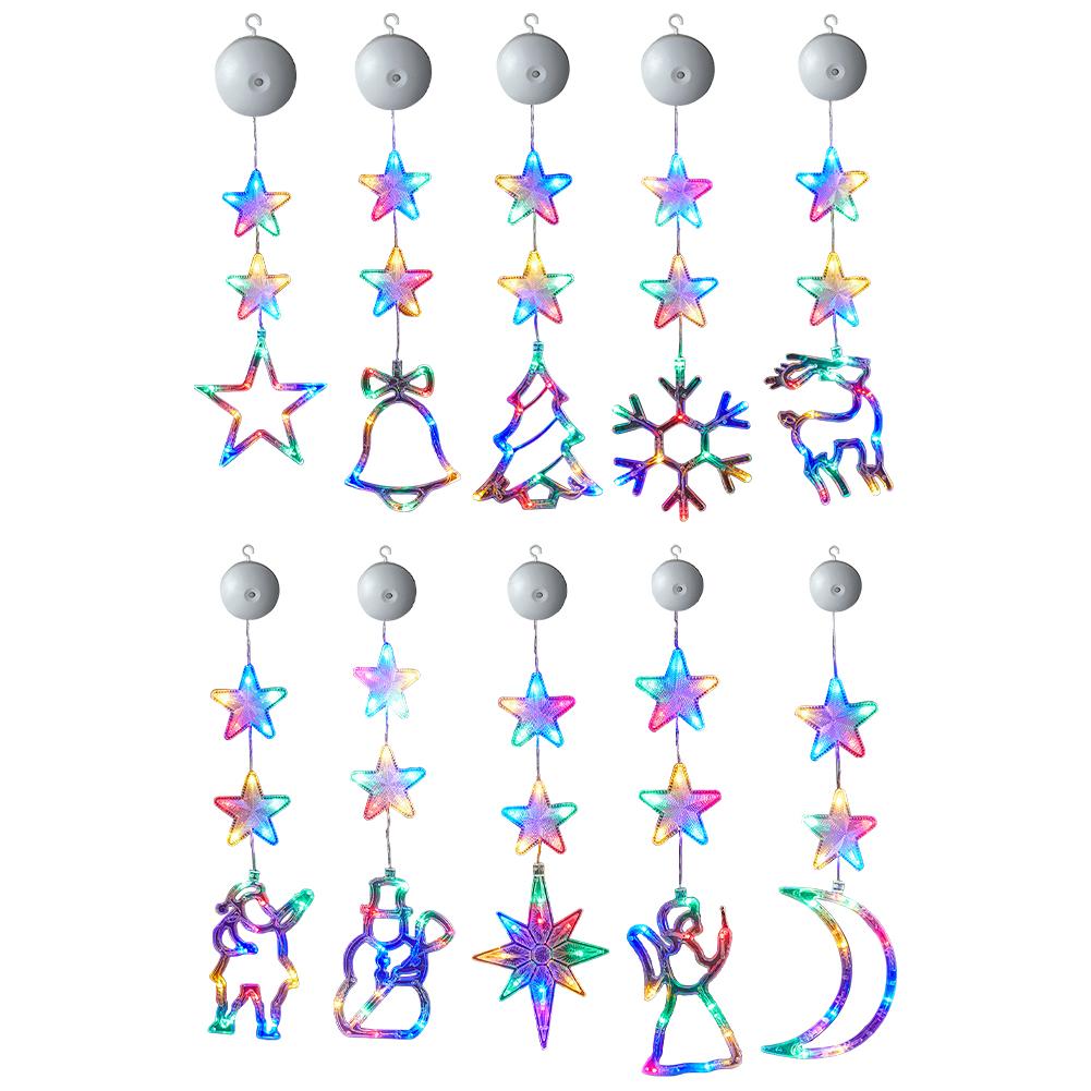 3 Pack Christmas Curtain Light Multicolor Light Up Hanging Christmas Decoration Battery Operated for Xmas Tree Fireplace Decor