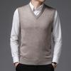 Spring and Autumn Men's Sleeveless Wool Vest Middle-aged Loose Dad Men's Bottom Shirt Top
