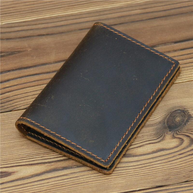 Vintage Crazy Horse Leather Credit Card Holder Thin Wallet Mens Real Cowhide Slim ID VIP Cards Bags Small Leisure Purses