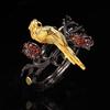 Plant Animal Parrot Closed Mouth Ring Plated Two-color Black Gold Ring Fashion Trendy Accessories
