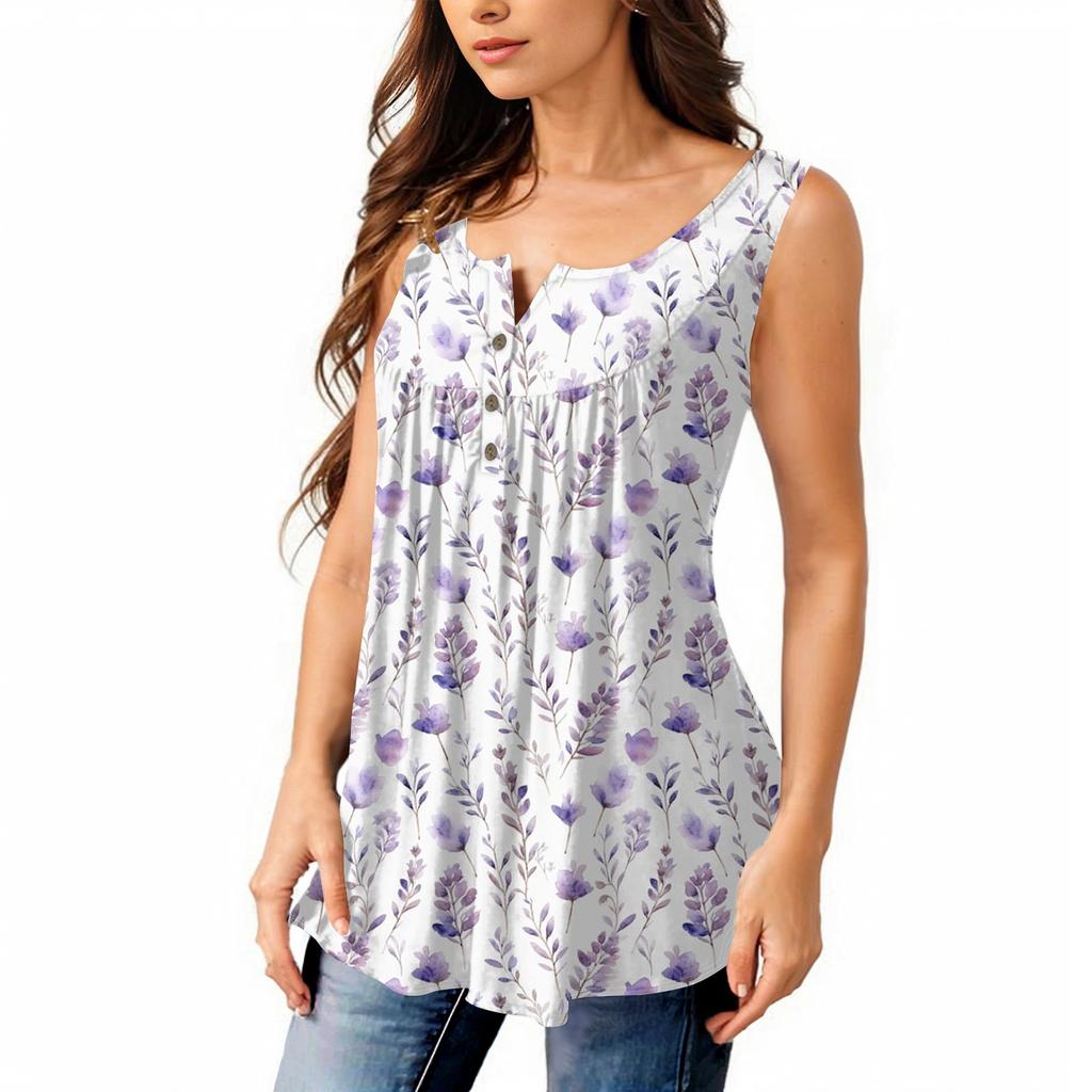 Женская мода плиссированная безрукавка повседневная футболка жилет топ на пуговицах