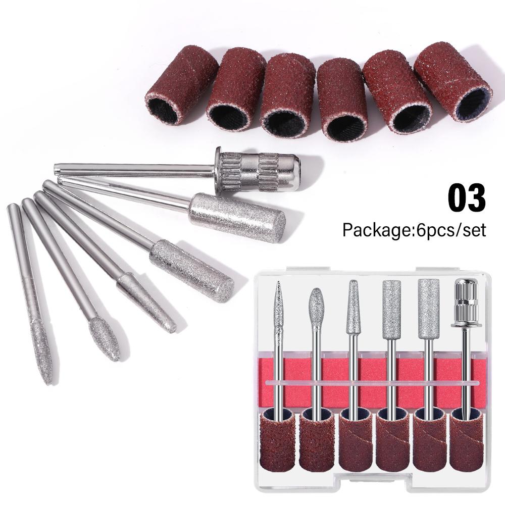 LINMANDA 5/6/12/30Pcs Nail Art Machine Quartz Grinding Stone Diamond Nail Drill Bit Rotary Burr Grinding Pedicure Kit Tool