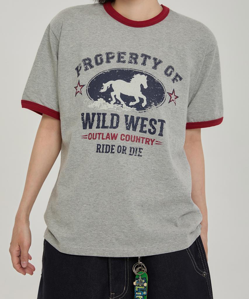Футболка с воротником-стойкой Awosijeu Wild West - Серая