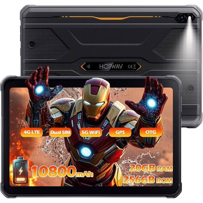Tablette Robuste HOTWAV Tab R10 Pro 20Go+256Go 10.1" FHD+ Batterie 10080mAh Tablette Tactile Android 14 Double SIM 4G/GPS Noir