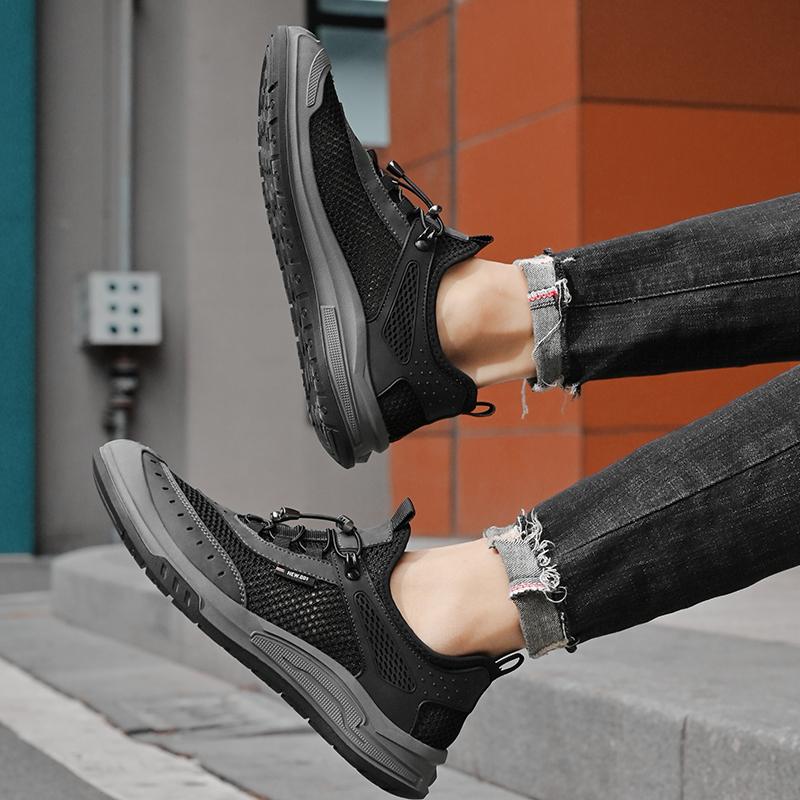 Fashion Soft Sole Flats Men's Casual Versatile Outdoor Shoes Wear Resistant Running Mesh Shoes New Hollow Breathable Sports Trendy Shoes