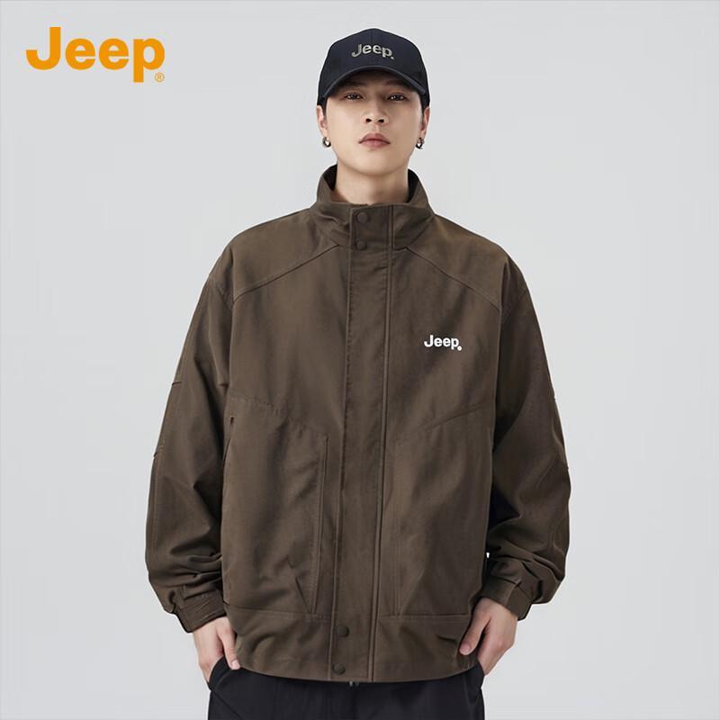 JEEP Men's Fleece-Lined Stand Collar Casual Jacket