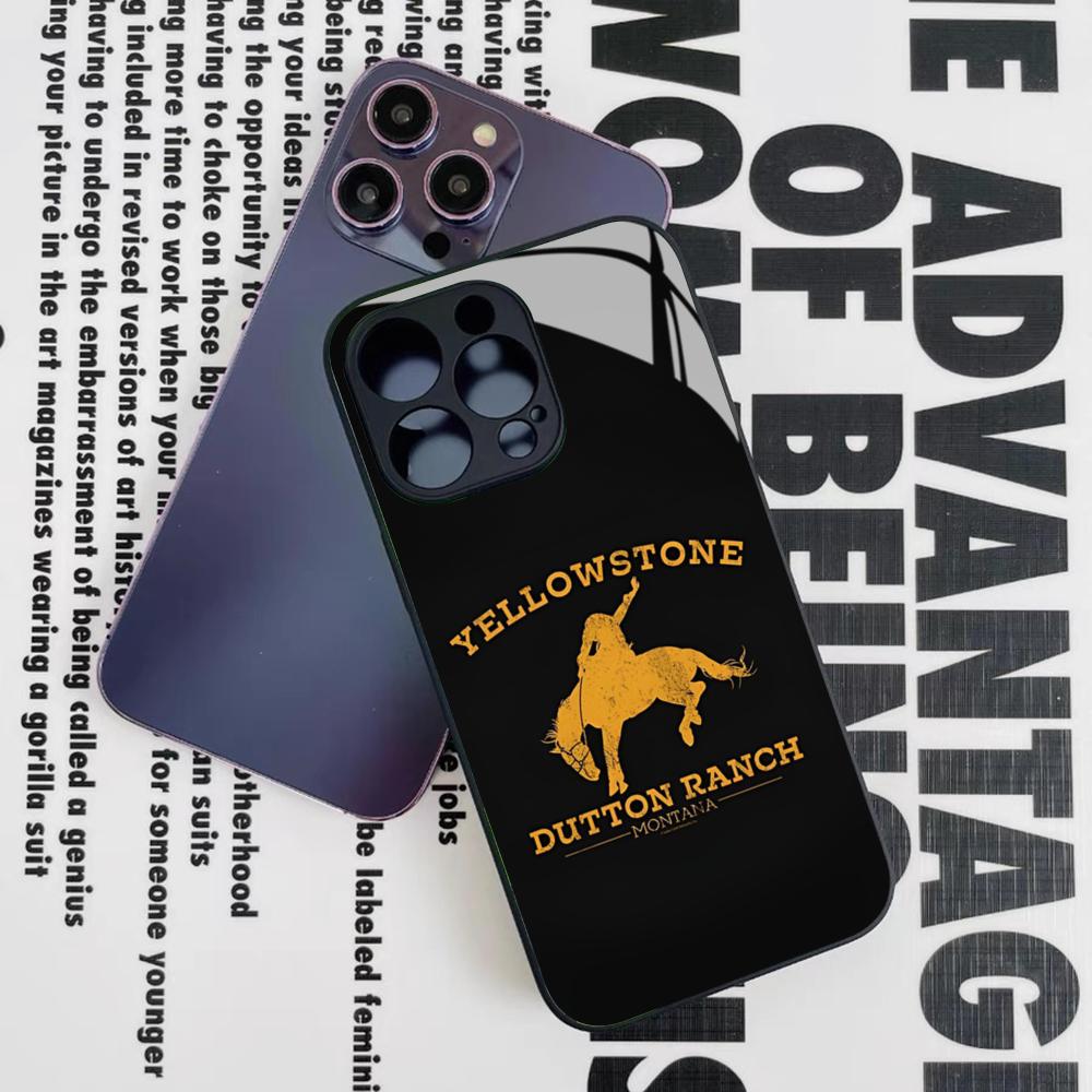 Чехол для телефона Yellowstone TV Series для Iphone 17 16 15 14 12 11 13 Pro Max Mini X Air Puls Черное Стеклянное Покрытие